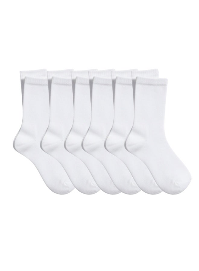 بيير دونا جوارب طويلة للأولاد عبوة 6 قطع – أبيض | مزيج قطن ناعم | قابلة للتنفس ومرنة لراحة فائقة | للمدرسة والاستخدام اليومي | العمر 7–9 سنوات - Image 1